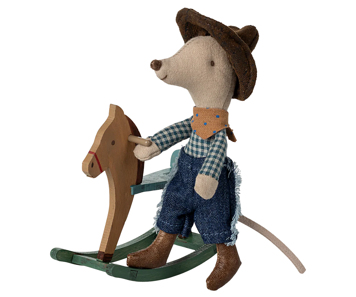 Maileg - Cowboymus på gyngehest