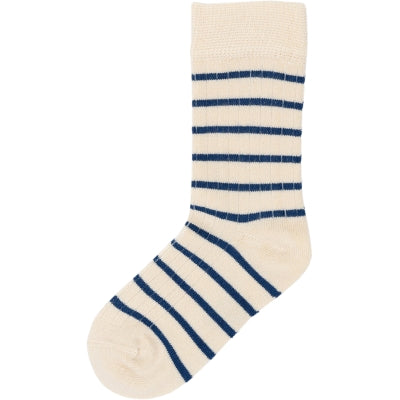Mini Pop - bambus strømper - Deep Cobalt/Off White