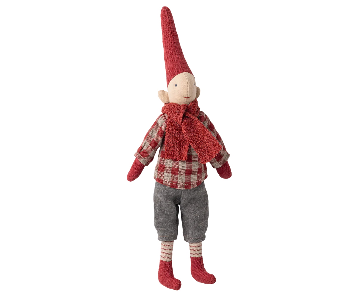 Maileg - Nisse, str. 1 - rød ternet skjorte
