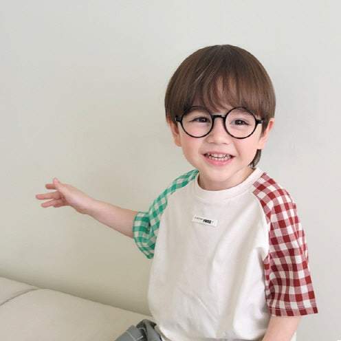 T-shirt - Checked Raglan - ivory