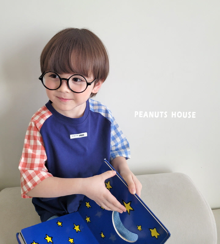T-shirt - Checked Raglan - navy