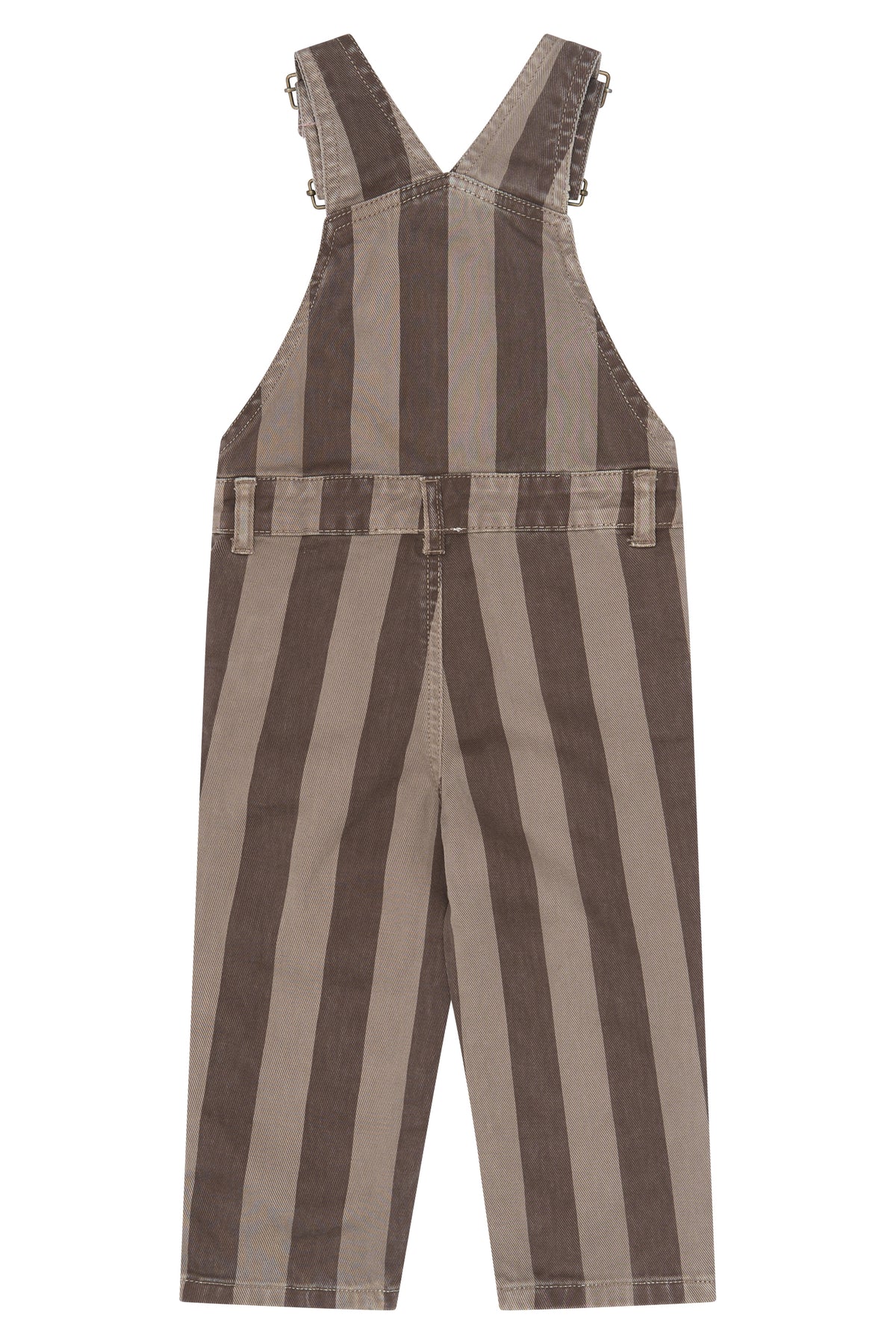 The new sibling - overalls - Taupe Gray stripes