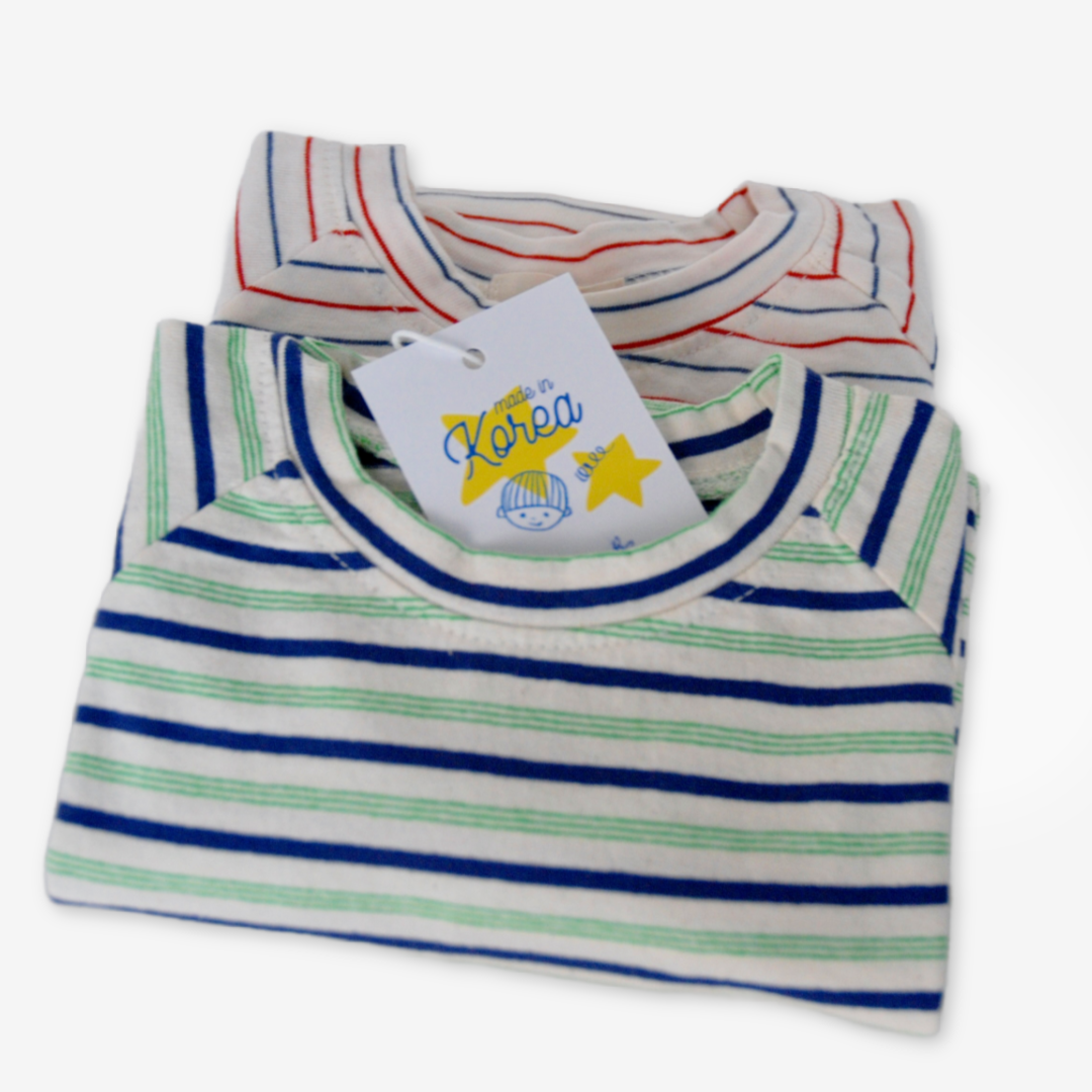 T-shirt med lange ærmer - rød/blå stribet