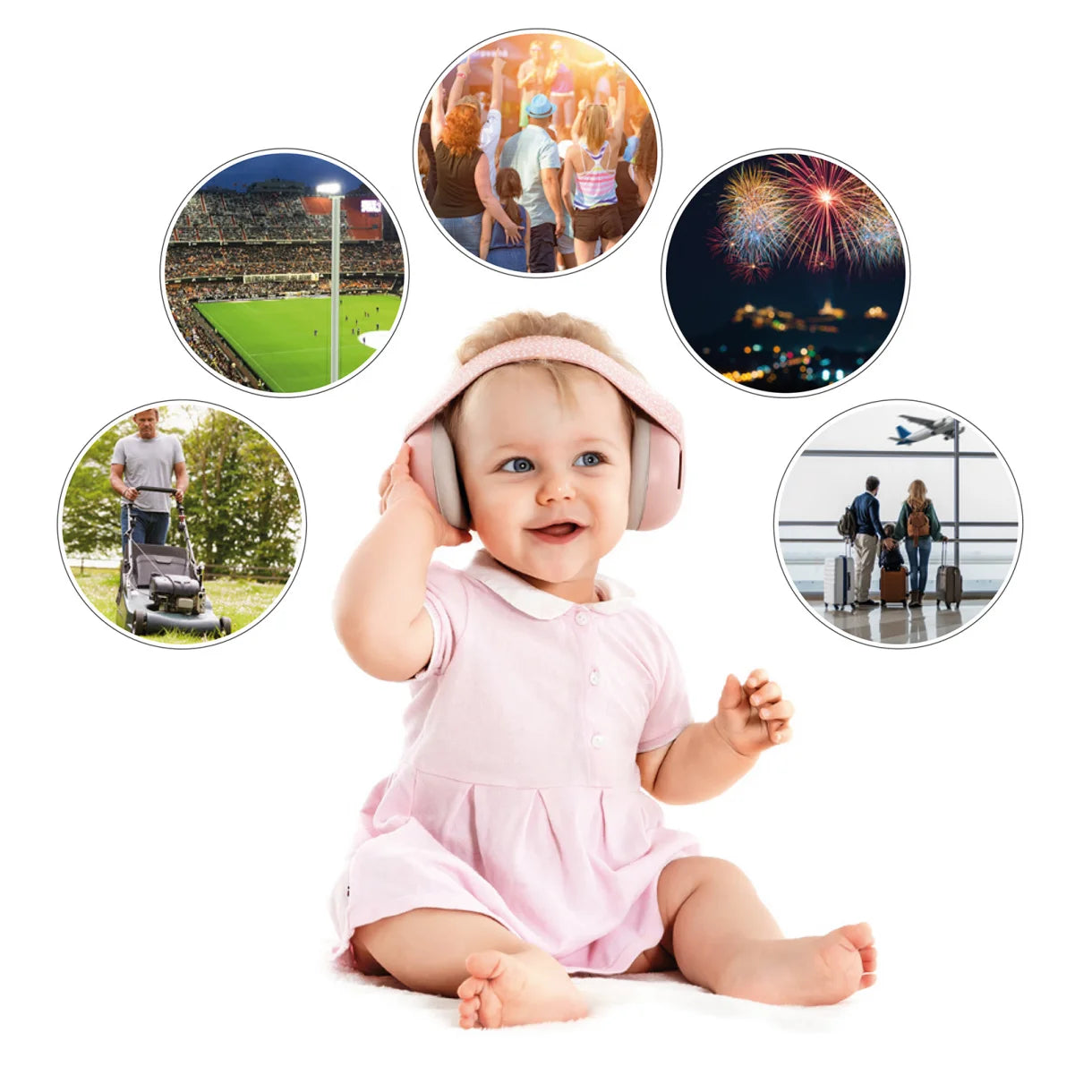 Høreværn til baby - lyserød