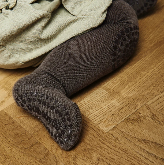 Gobabygo - strømpebukser uld - brown melange