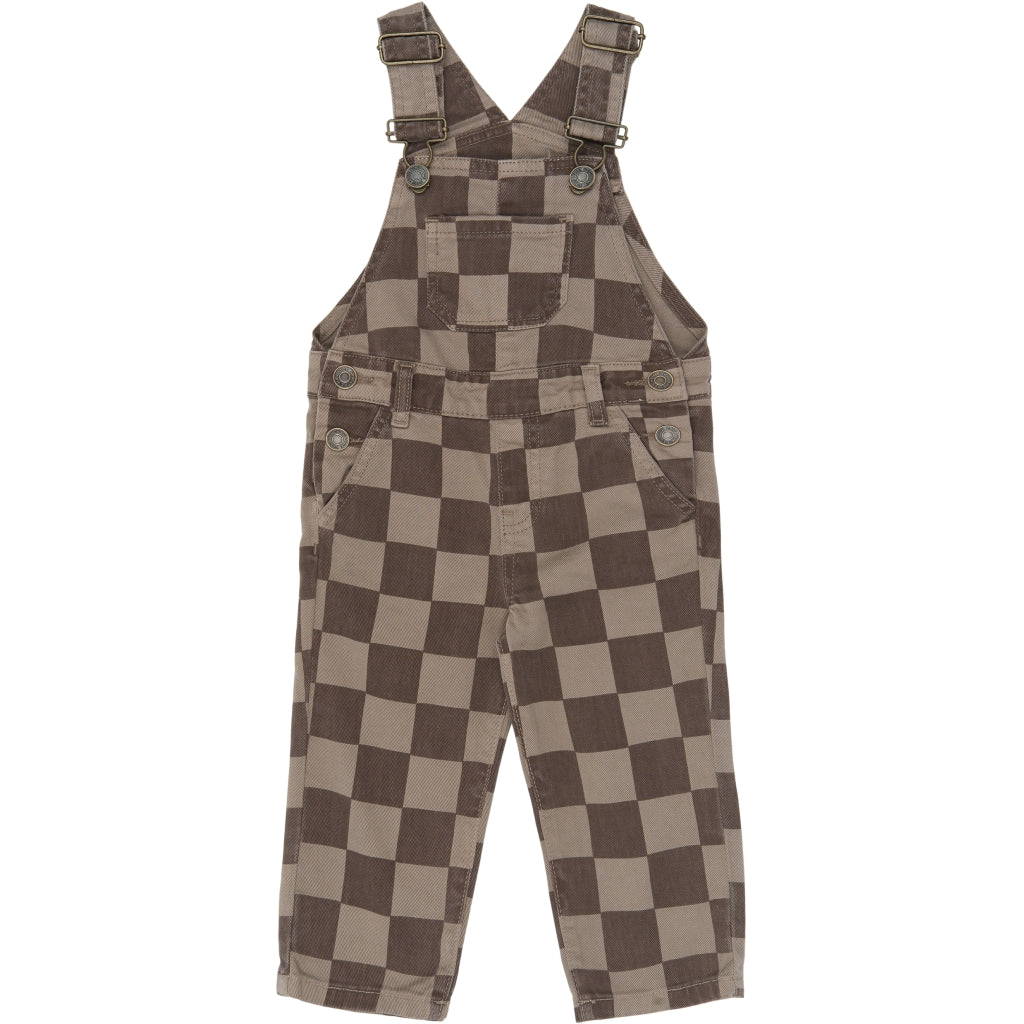 The new sibling - overalls  - Taupe Gray Check