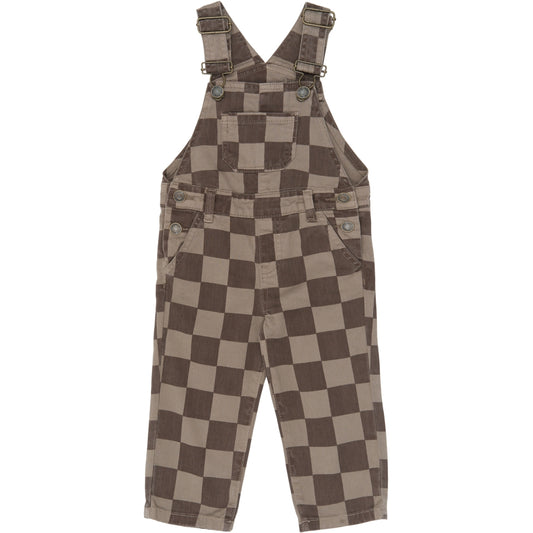 The new sibling - overalls  - Taupe Gray Check