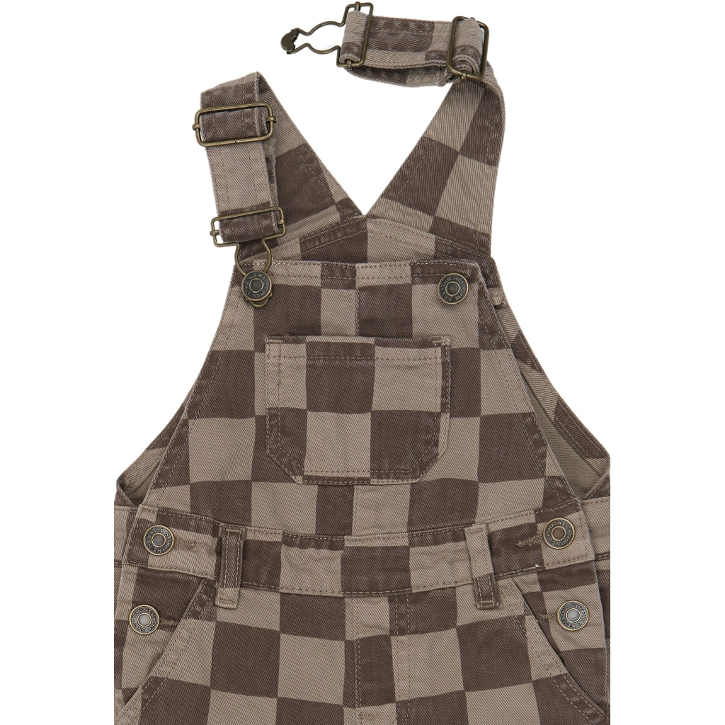 The new sibling - overalls  - Taupe Gray Check