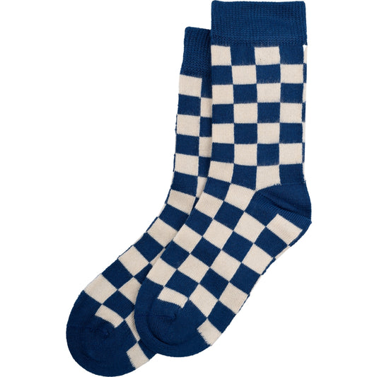 Mini Pop - bambus strømper - Deep Cobalt/Off White