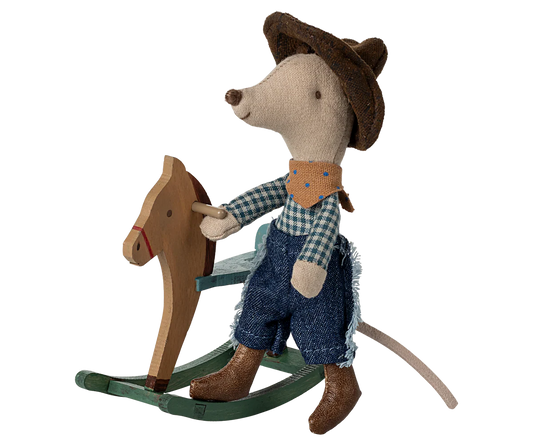 Maileg - Cowboymus på gyngehest