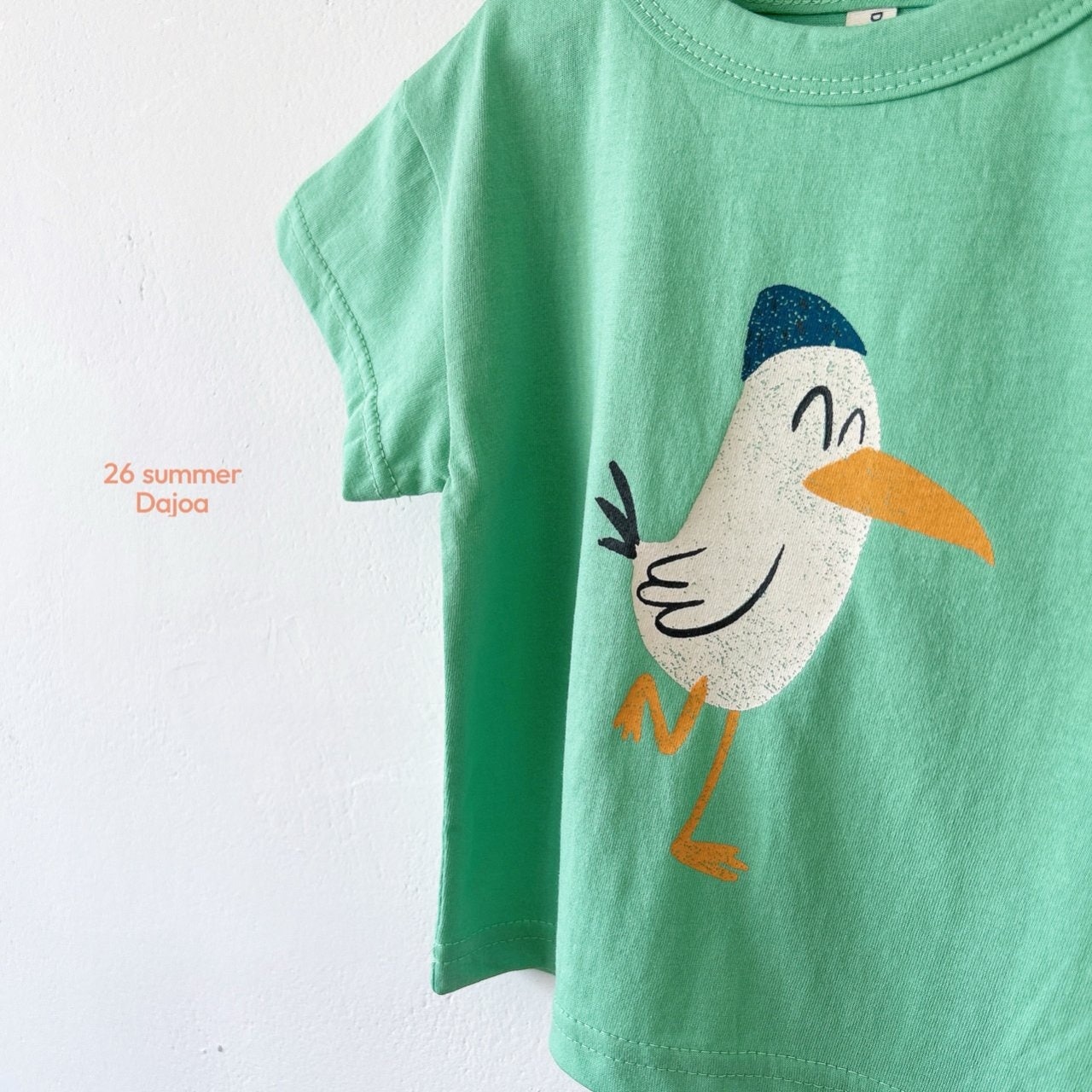 T-shirt & shorts sæt - grøn fugl
