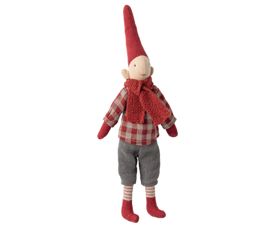 Maileg - Nisse, str. 1 - rød ternet skjorte