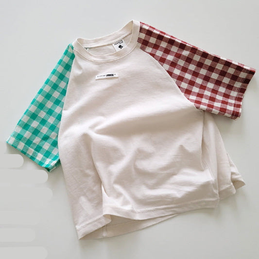 T-shirt - Checked Raglan - ivory