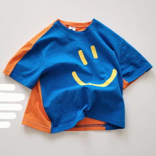 T-shirt - Smile - blå/orange
