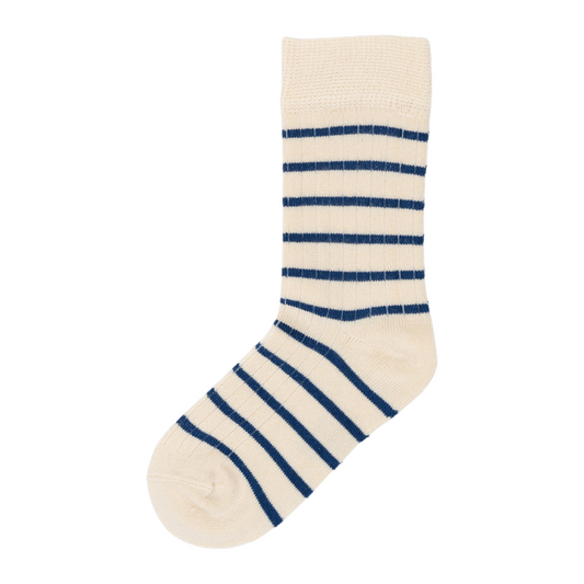 Mini Pop - bambus strømper - Deep Cobalt/Off White