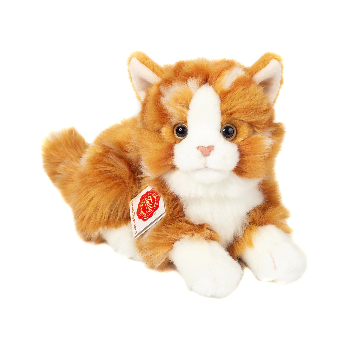 Teddy Hermann - Liggende kat rødstribet 20 cm