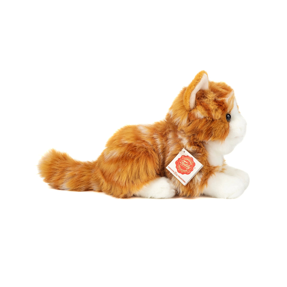 Teddy Hermann - Liggende kat rødstribet 20 cm