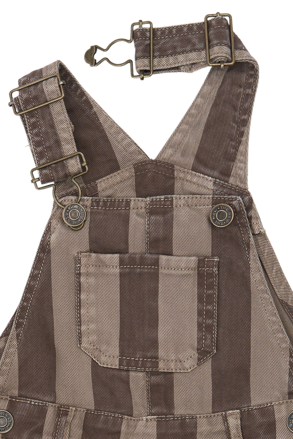 The new sibling - overalls  - Taupe Gray stripes