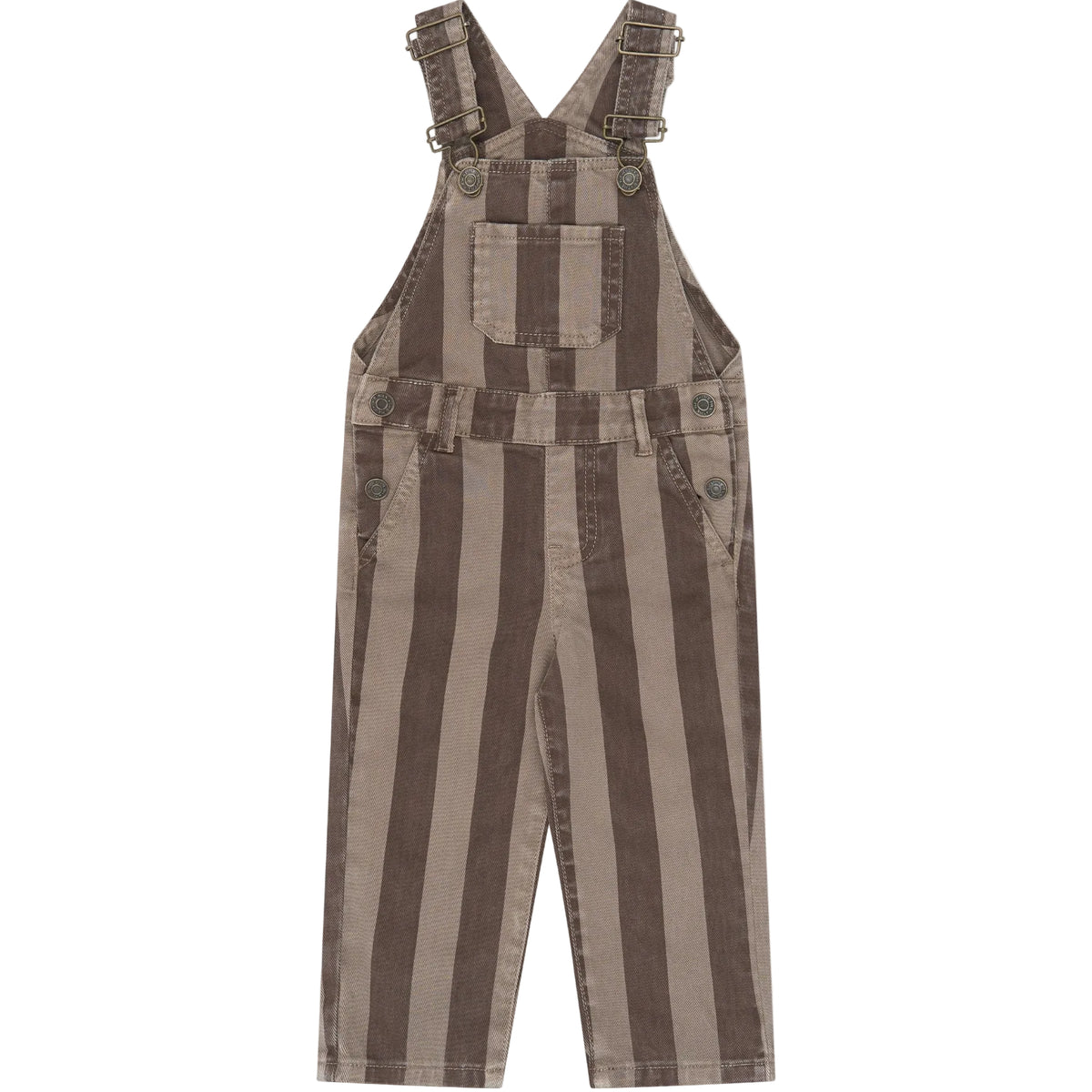 The new sibling - overalls  - Taupe Gray stripes