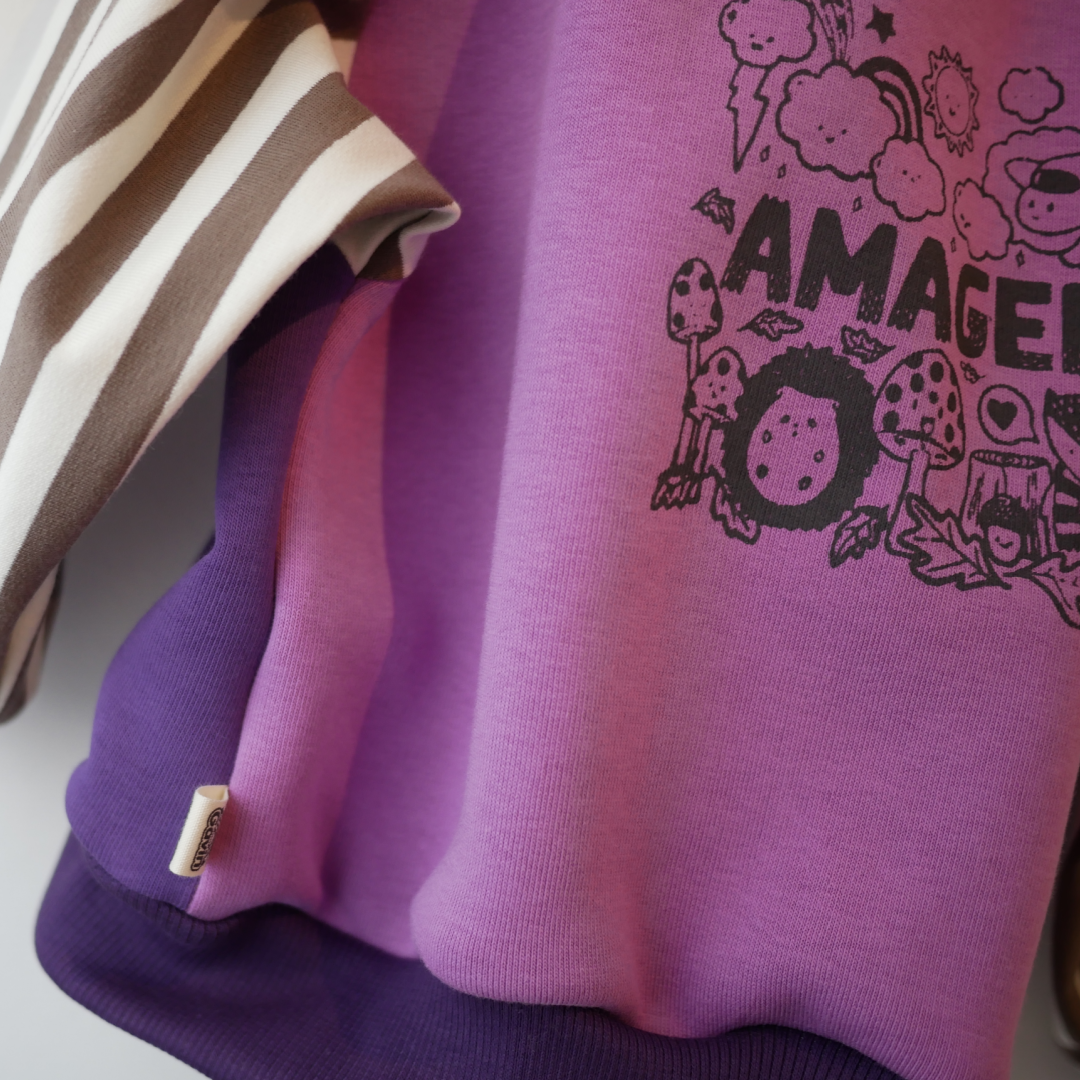 Gavin - Amager sweatshirt - syren med stribet ærmer
