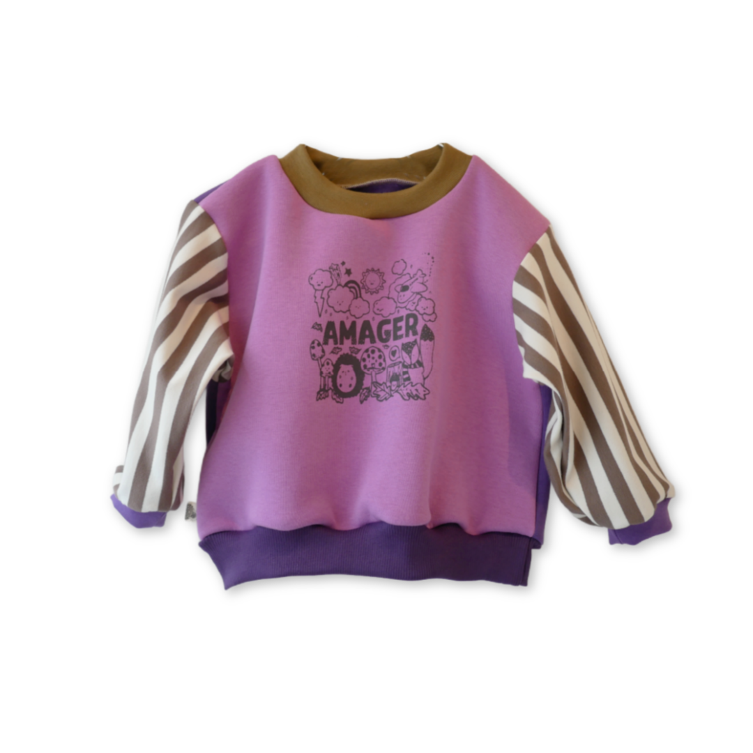 Gavin - Amager sweatshirt - syren med stribet ærmer