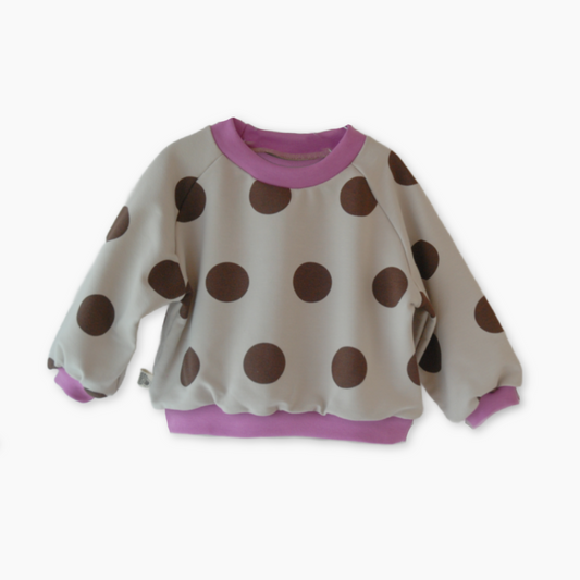 Gavin - sweatshirt - gråbeige med brune prikker