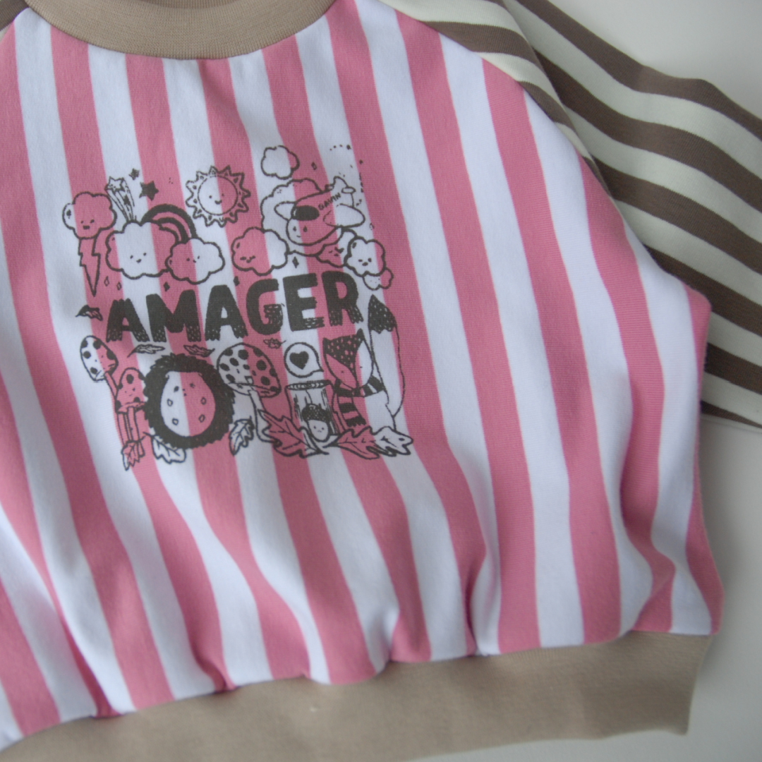 Gavin - Amager sweatshirt - brun/rosa/lilla stribet