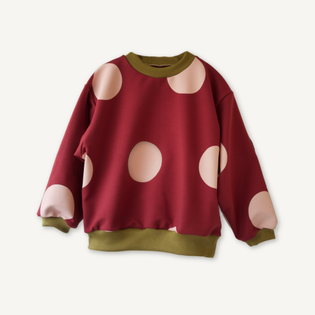 Gavin - sweatshirt - bordeaux med lyserøde prikker