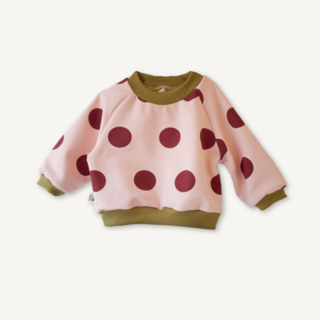 Gavin - sweatshirt - lyserød med bordeaux prikker