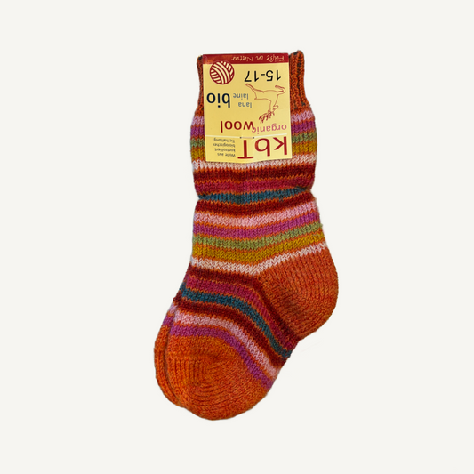 Hirsch - uldstrømper - orange multi stribet