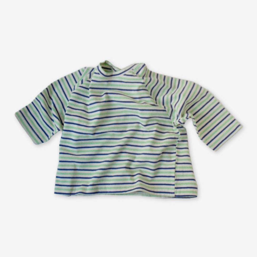 T-shirt med lange ærmer - grøn/blå stribet