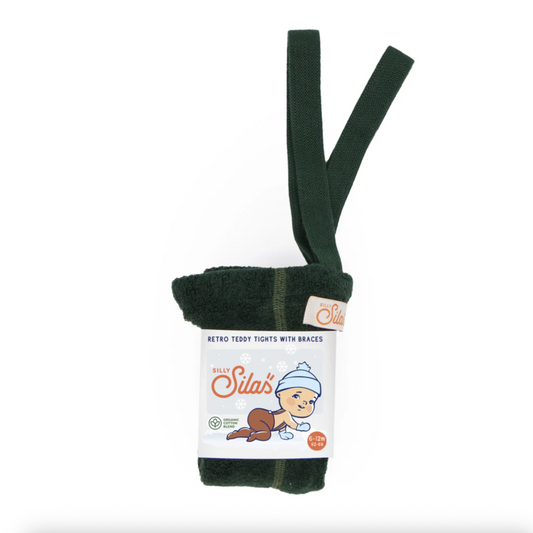 Silly Silas - Dark forest green - strømpebukser teddy